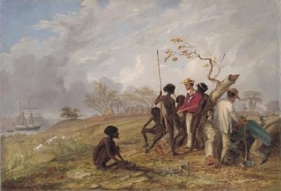 Thomas Baines Thomas Baines with Aborigines near the mouth of the Victoria River, N.T. Norge oil painting art